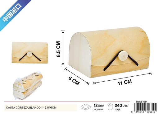 [51614] Caja de corteza blanda 11x6.5x6cm para almacenamiento