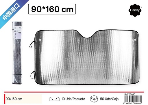 [70440] Parasol de coche burbuja plateado 90x160cm para protección solar