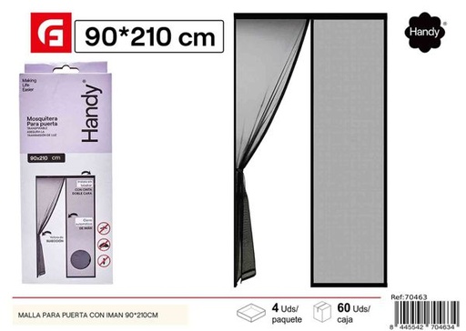 [70463] Malla mosquitera para puerta con imán 90x210cm para protección contra insectos