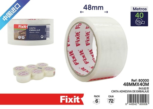 [80000] Cinta de embalaje transparente 48mm*40m - Suministros para oficina