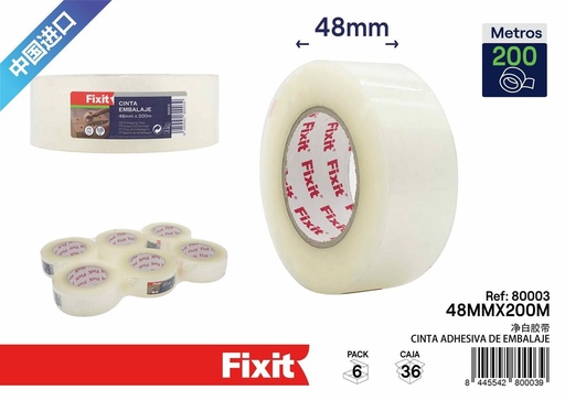 [80003] Cinta de embalaje transparente 48mm*200m - Suministros de embalaje