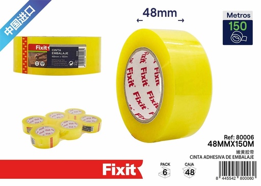 [80006] Cinta de embalaje transparente miel 48mm x 150m para sellado de paquetes