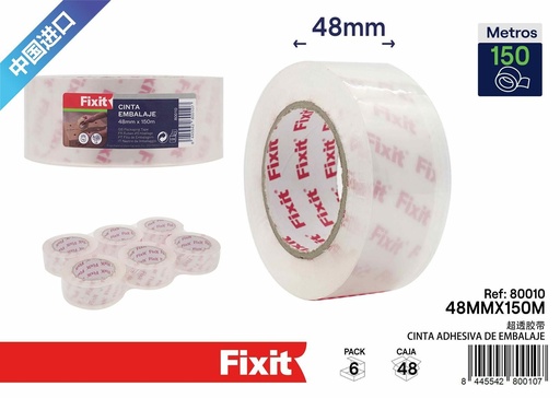 [80010] Cinta de embalaje super transparente 48mm*150m - Cintas adhesivas