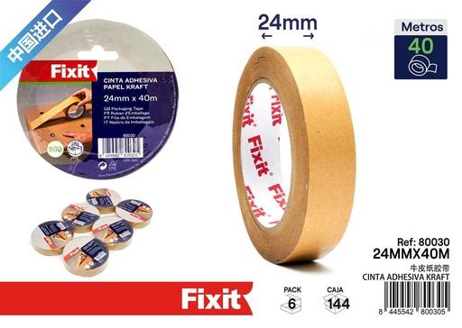 [80030] Cinta adhesiva kraft 24mm*40m - Suministros de embalaje