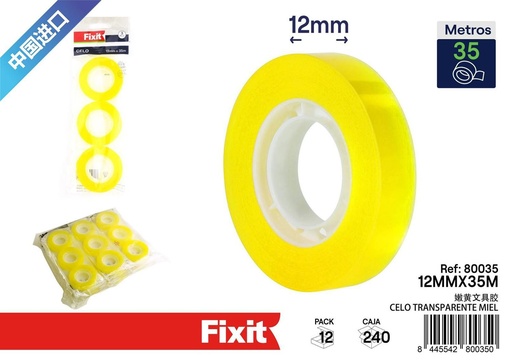 [80035] Celo transparente miel 12mm*35m 3pcs - Accesorios de papelería