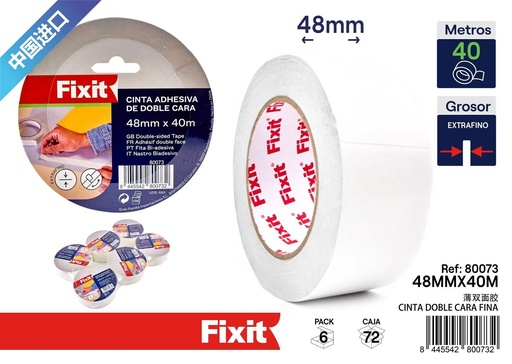 [80073] Cinta adhesiva doble cara (25 mm x 4.5 m) - Accesorios de oficina