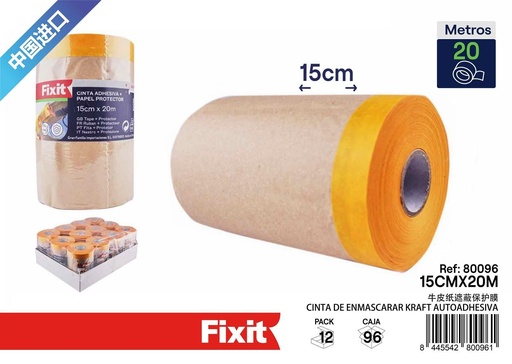 [80096] Cinta de enmascarar kraft autoadhesiva 15cm*20m - Materiales de pintura