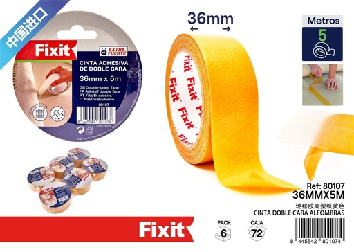[80107] Cinta adhesiva de malla doble cara extrafuerte 36mm*5m - Herramientas de ferretería