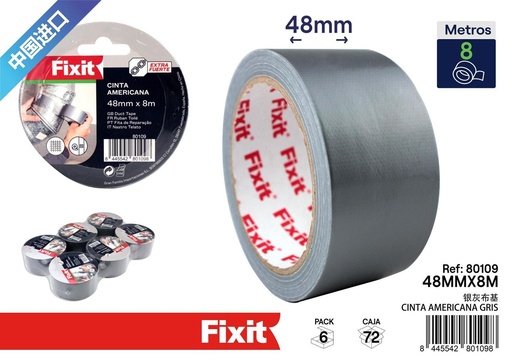 [80109] Cinta americana gris 48mm x 8m para reparaciones y bricolaje