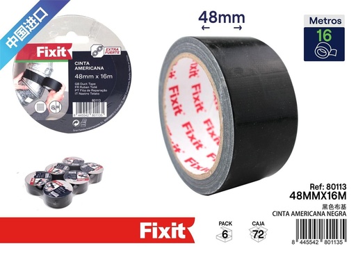 [80113] Cinta americana negra 48 mm x 16 m - Ferretería