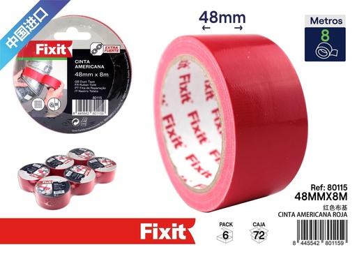 [80115] Cinta americana roja 48mmx8m - Materiales para manualidades