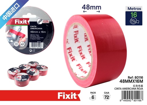 [80116] Cinta americana roja 48 mm x 16 m - Ferretería