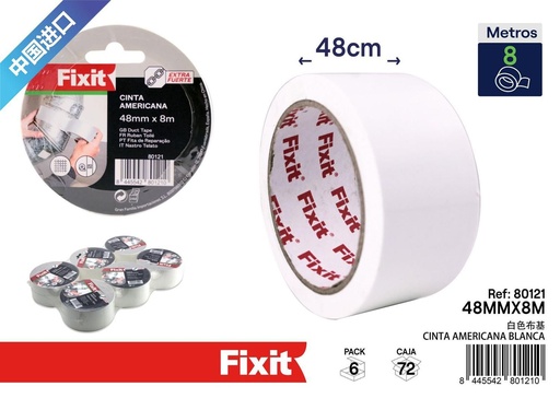 [80121] Cinta americana blanca 48mmx8m - Materiales para manualidades