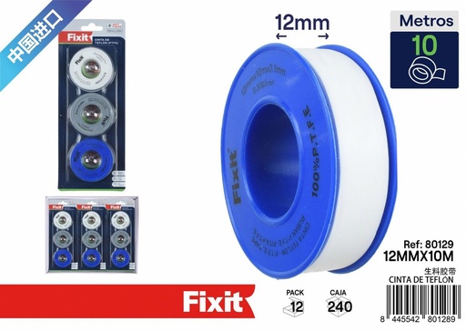 [80129] Cinta de teflón 12mmx10m 3pcs - Materiales para manualidades