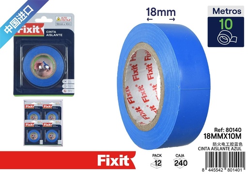[80140] Cinta aislante azul 18mm*10m - Cinta de ferretería