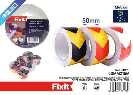 [80173] Cinta adhesiva reflectante flechas 50mm*15m - Artículos de señalización