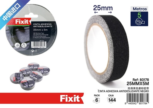 [80178] Cinta adhesiva antideslizante negra 25mm x 5m - Cintas adhesivas