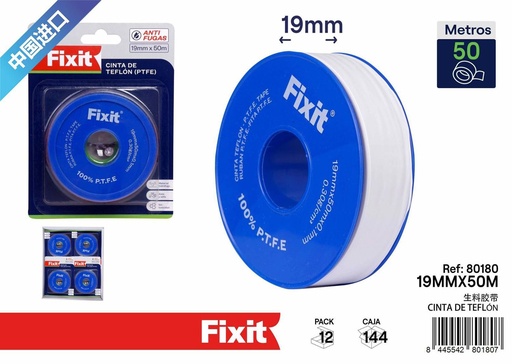 [80180] Cinta de teflón azul de 0.3 mm 18mm*50m - Cintas para tuberías