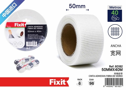 [80182] Cinta adhesiva estrecha de fibra de vidrio 50mm x 40m