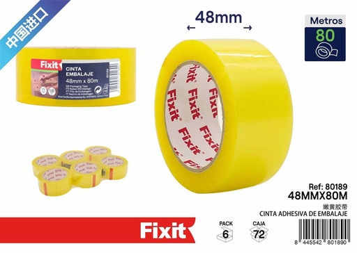 [80189] Cinta de embalaje transparente miel de 48 mm * 80 m - Ferretería y embalaje