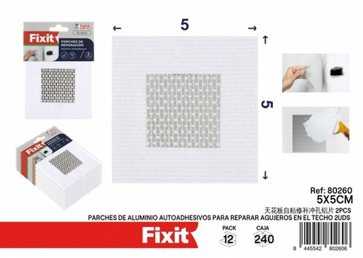 [80260] Parche de aluminio autoadhesivo para reparar agujeros en el techo 5x5cm 2pcs para reparaciones