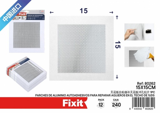 [80262] Parches de aluminio autoadhesivos para reparar agujeros en el techo 15*15 cm - Material para reparaciones