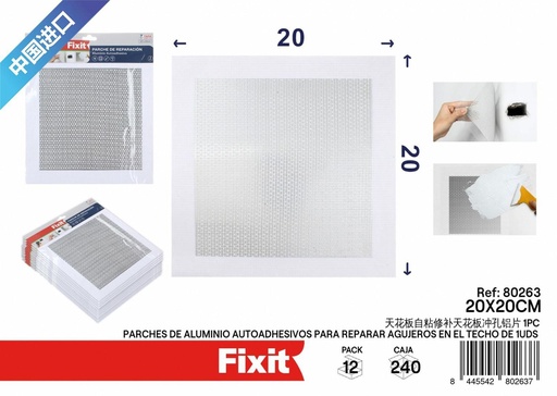 [80263] Parches de aluminio autoadhesivos para reparar agujeros en el techo 20x20 cm - Accesorios de reparación