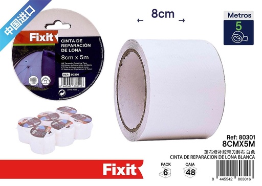 [80301] Cinta de reparación de lona blanca 8cm*5m - Accesorios de tela