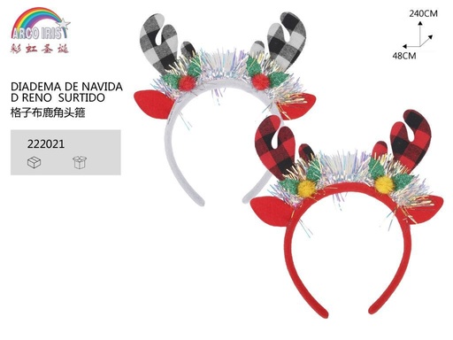 [222021] Diadema de Navidad con cuernos de reno surtido para fiestas