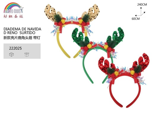 [222025] Diadema de Navidad Reno con luces (surtido)