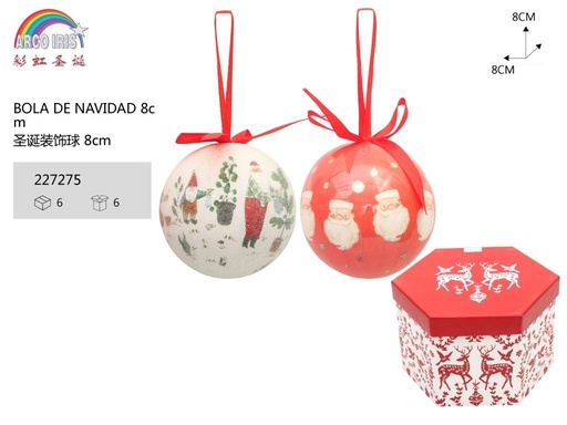 [227275] Bola de Navidad surtida 8cm set de 14pcs decoración navideña