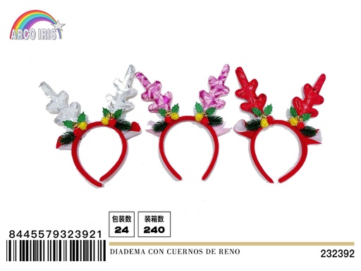 [232392] Diadema con cuernos de reno para disfraces navideños