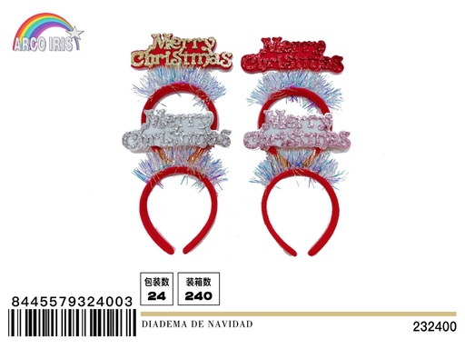 [232400] Diadema de Navidad Merry Christmas, 1pc para fiestas