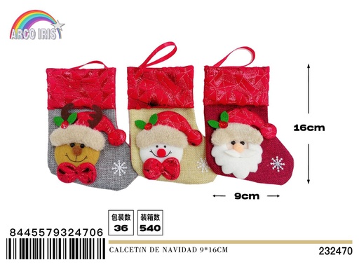 [232470] Calcetín de Navidad 9x16cm para decoración navideña