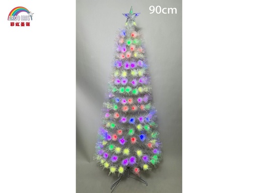 [238034] Árbol de Navidad de fibra óptica blanca con luz 90cm para decoración navideña