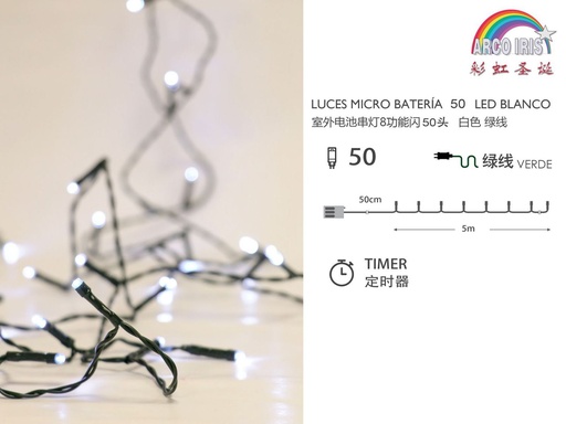 [239170] Guirnalda LED con 50 luces blanco 6m uso exterior