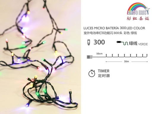 [239187] Guirnalda de luces a pilas con 3AA para uso exterior en Navidad