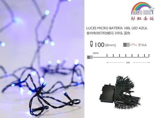 [239315] Luz de Navidad de batería LED 100 luces con cable verde