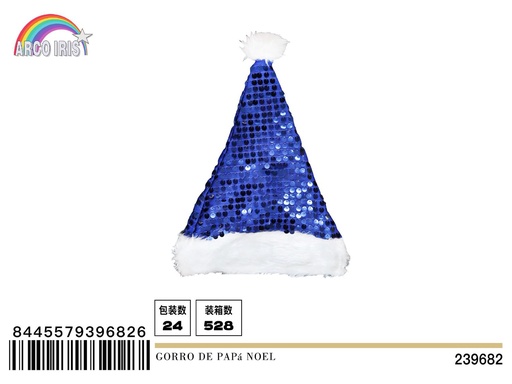 [239682] Gorro de Papá Noel azul 30x40cm para Navidad