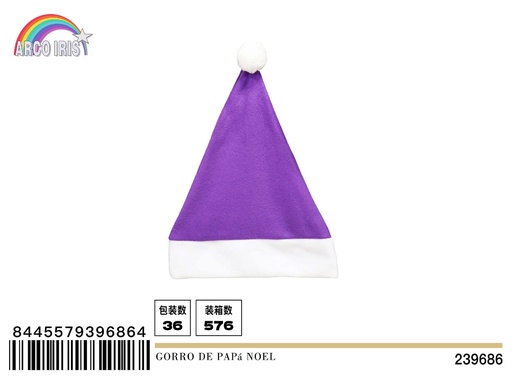 [239686] Gorro de Papá Noel violeta 30x40cm para navidad y fiestas