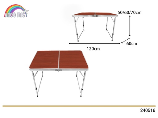 [240516] Mesa plegable 120x60x55/60/70 cm - Mobiliario y camping