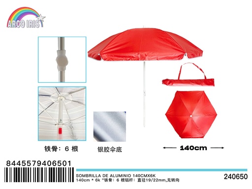 [240650] Sombrilla de aluminio 140 cm x 6K - Accesorios de verano