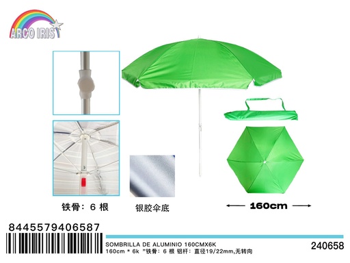 [240658] Sombrilla de aluminio 160 cm x 6K, Accesorios de verano