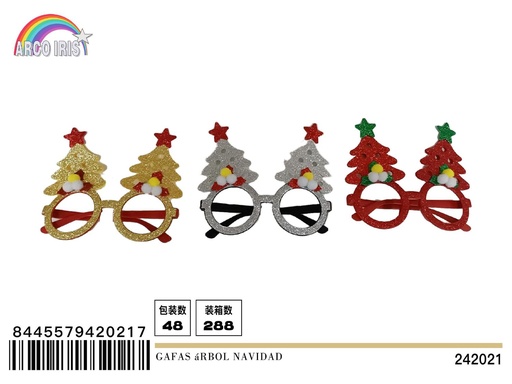 [242021] Gafas de árbol de Navidad con purpurina para festividades