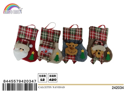 [242034] Calcetín de Navidad decorativo 9*16cm para festividades