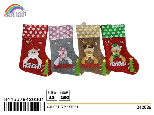 [242036] Calcetín de Navidad 18x38cm para decoración navideña