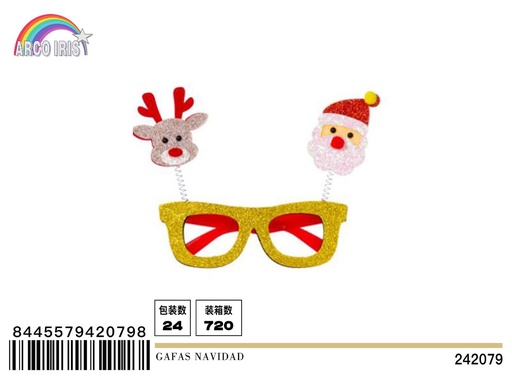 [242079] Gafas de Navidad con diseño de Papá Noel y reno para fiestas