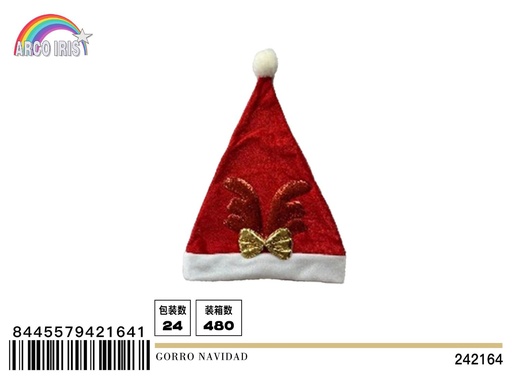 [242164] Gorro de Navidad terciopelo doble capa 28x39cm