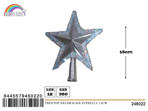 [246022] Decoración estrella plateada 15cm para árbol de Navidad