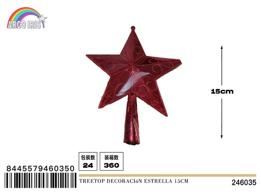 [246035] Decoración estrella roja para el tope del árbol de Navidad 15cm